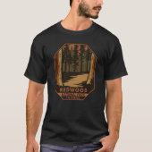 Nationaal park Redwood Minimale Retro Emblem T-shirt (Voorkant)