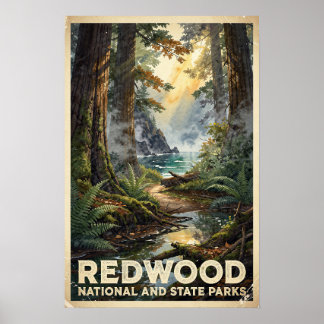 Nationaal Park Redwood Reizen uit het Verleden Poster
