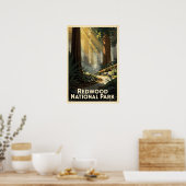 Nationaal park Redwood Retro Poster (Keuken)