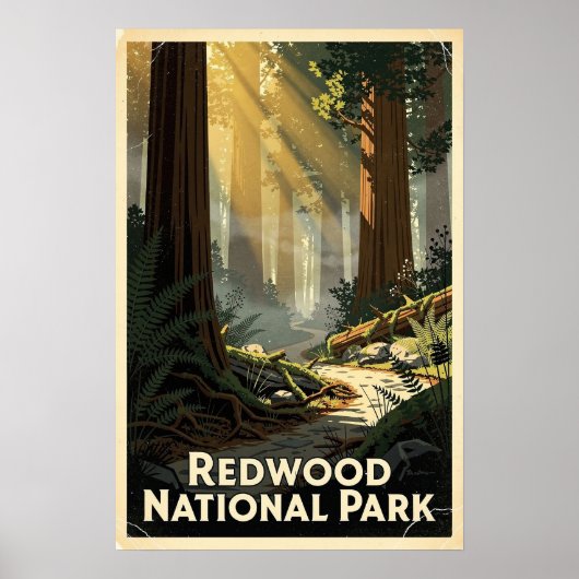 Nationaal park Redwood Retro Poster (Voorkant)