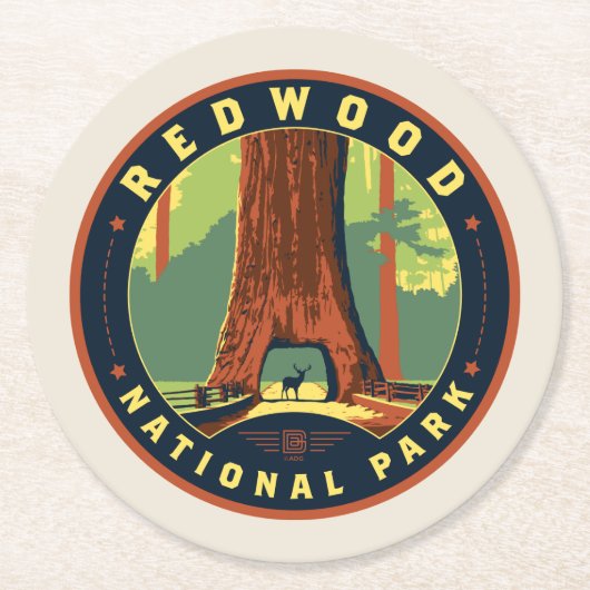 Nationaal park Redwood Ronde Kartonnen Onderzetter (Voorkant)