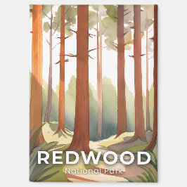 Nationaal park Redwood | Watercolor Reizen Kunst Magneet