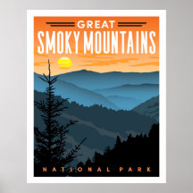 Nationaal Park Reisposter van het Grote Smoky Moun