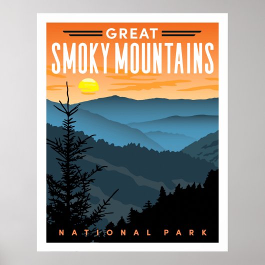 Nationaal Park Reisposter van het Grote Smoky Moun Poster (Voorkant)
