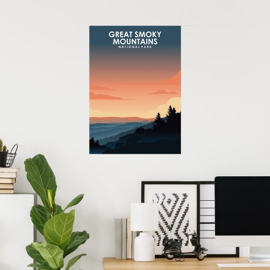 Nationaal Park Reisposter van het Grote Smoky Moun Poster (Thuiskantoor)