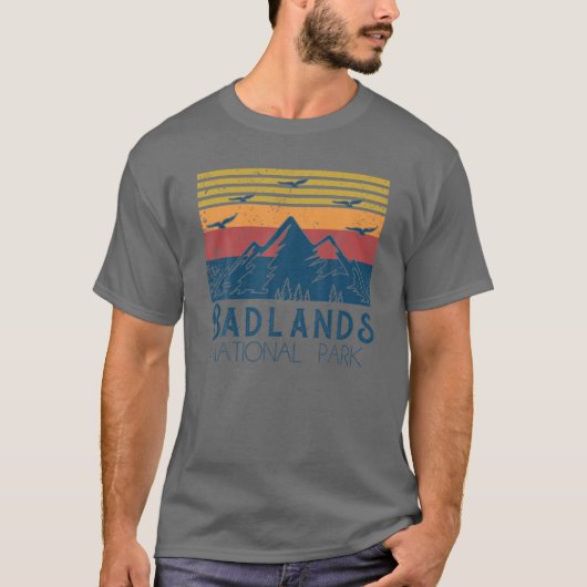 Nationaal park Retro Badlands South Dakota T-shirt (Voorkant)