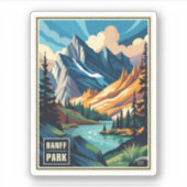 Nationaal park Retro Banff Sticker (Voorkant)