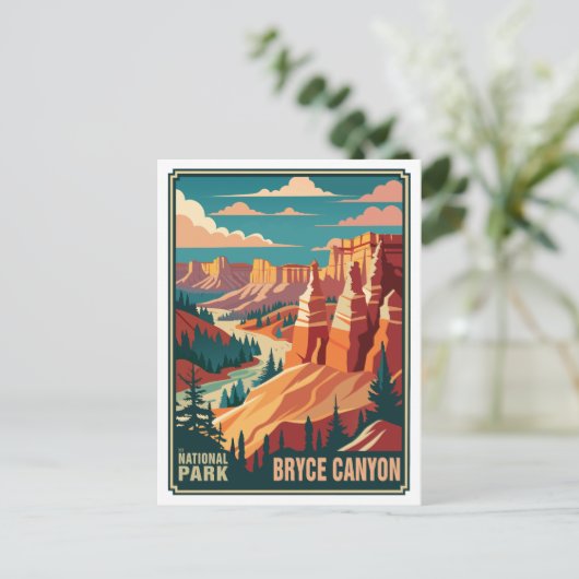 Nationaal park Retro Bryce Canyon Briefkaart (Staand voorkant)