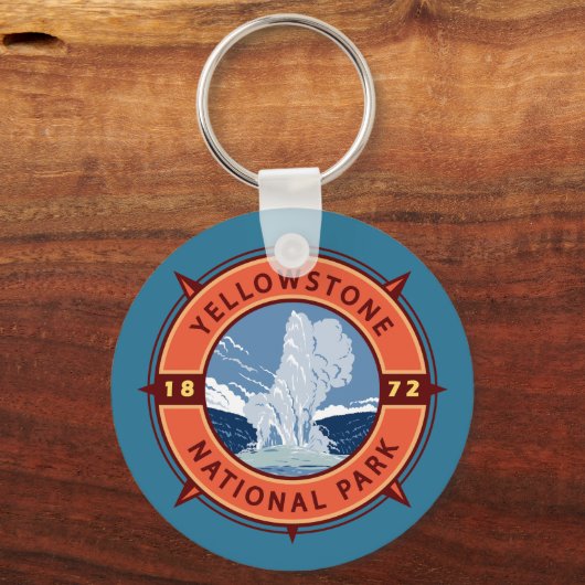 Nationaal Park Retro Compass Embleem Sleutelhanger (Voorkant)