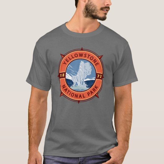 Nationaal Park Retro Compass Embleem T-shirt (Voorkant)