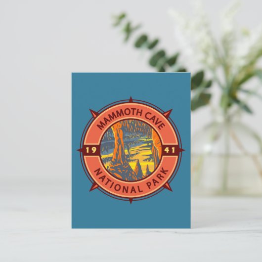 Nationaal Park Retro Compass Embleem van de Cave v Briefkaart (Staand voorkant)