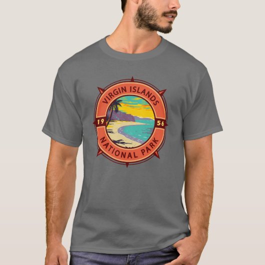 Nationaal Park Retro Compass Embleem van de Maagde T-shirt (Voorkant)