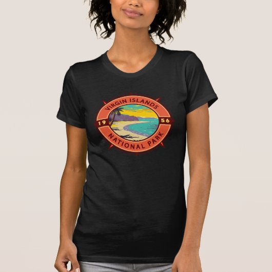 Nationaal Park Retro Compass Embleem van de Maagde T-shirt (Voorkant)