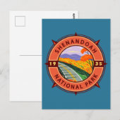 Nationaal Park Retro Compass Emblem Briefkaart (Voorkant / Achterkant)