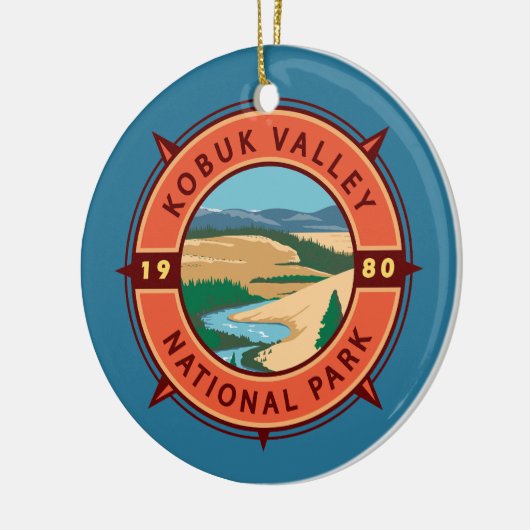 Nationaal park Retro Compass Emblem Kobuk Keramisch Ornament (Links)