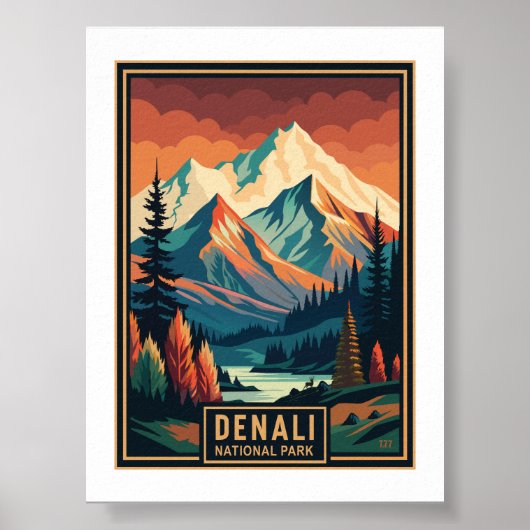 Nationaal park Retro Denali Poster (Voorkant)