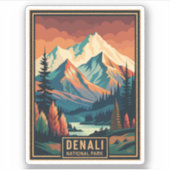 Nationaal park Retro Denali Sticker (Voorkant)