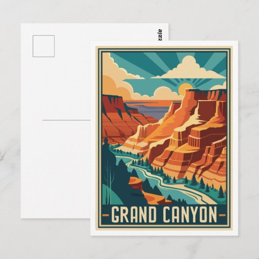 Nationaal park Retro Grand Canyon Briefkaart (Voorkant / Achterkant)