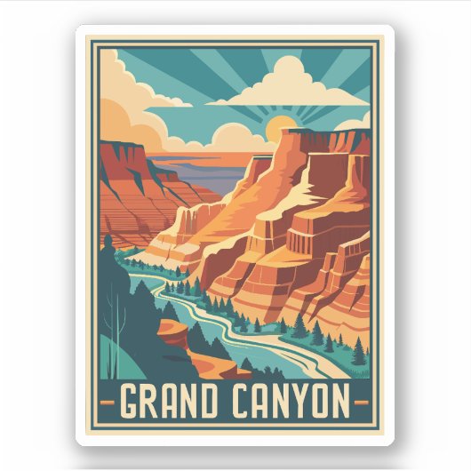 Nationaal park Retro Grand Canyon Sticker (Voorkant)