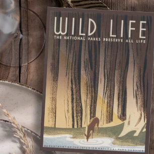  Nationaal park Retro Grand Wild Briefkaart