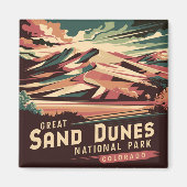 Nationaal park Retro Great Sand Dunes Magneet (Voorkant)
