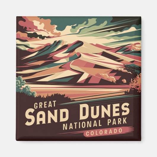 Nationaal park Retro Great Sand Dunes Magneet (Voorkant)