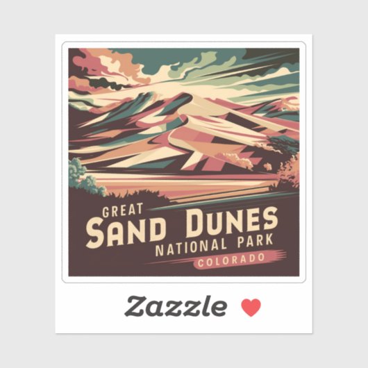 Nationaal park Retro Great Sand Dunes Sticker (Vel)