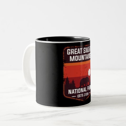 Nationaal park  Retro Great Smoky Mountains Tweekleurige Koffiemok (Voorkant links)