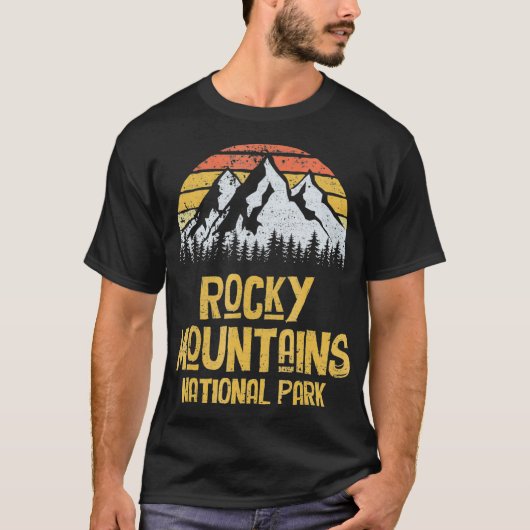 Nationaal park  Retro Rocky Mountains T-shirt (Voorkant)