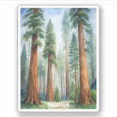 Nationaal park Retro Sequoia Sticker (Voorkant)