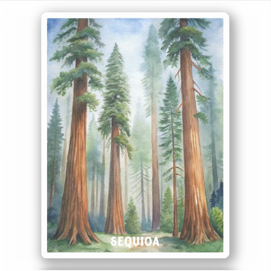 Nationaal park Retro Sequoia Sticker (Voorkant)