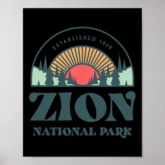 Nationaal park Retro Style Utah Zion Poster (Voorkant)