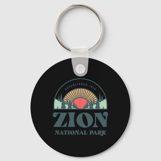 Nationaal park Retro Style Utah Zion Sleutelhanger (Voorkant)