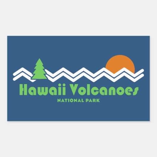 Nationaal Park Retro van Hawaii Volcanoes Rechthoekige Sticker (Voorkant)