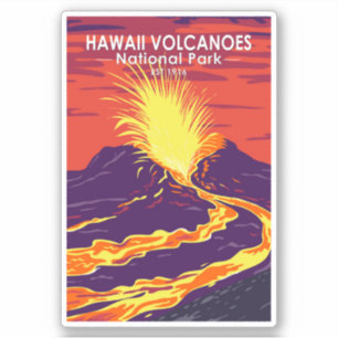 Nationaal Park Retro van Hawaii Volcanoes Sticker
