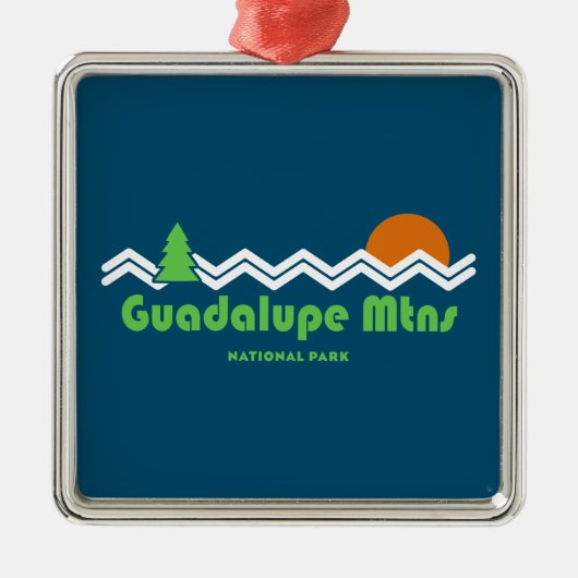 Nationaal Park Retro van het Guadalupe-gebergte Metalen Ornament (Voorkant)