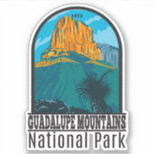 Nationaal Park Retro van het Guadalupe-gebergte Sticker (Voorkant)