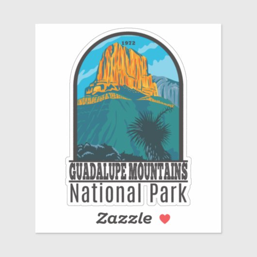 Nationaal Park Retro van het Guadalupe-gebergte Sticker (Vel)