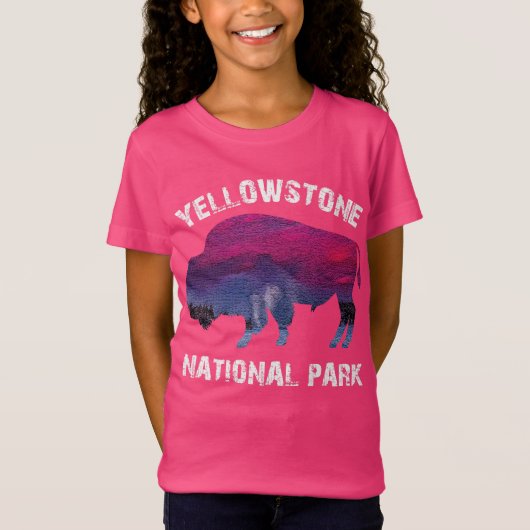  nationaal park Retro Yellowstone Bison T-shirt (Voorkant)