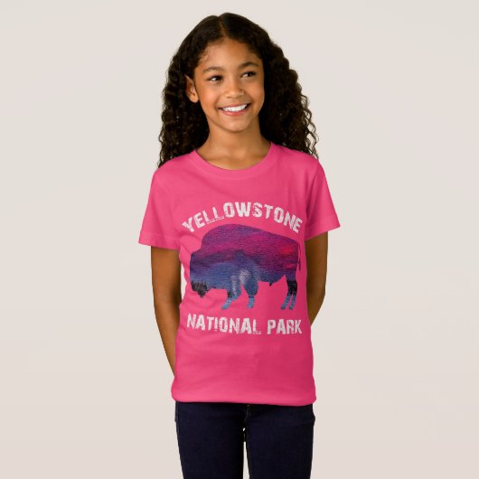  nationaal park Retro Yellowstone Bison T-shirt (Voorkant volledig)