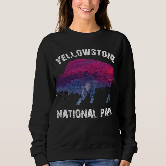 nationaal park Retro Yellowstone Bison Trui (Voorkant)