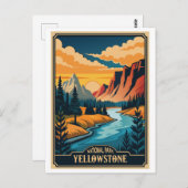 Nationaal park Retro Yellowstone Briefkaart (Voorkant / Achterkant)