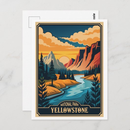 Nationaal park Retro Yellowstone Briefkaart (Voorkant / Achterkant)