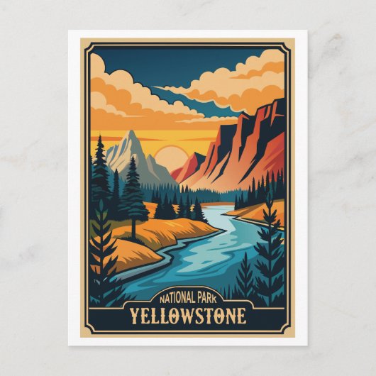 Nationaal park Retro Yellowstone Briefkaart (Voorkant)