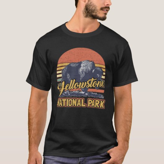 Nationaal park  Retro Yellowstone T-shirt (Voorkant)