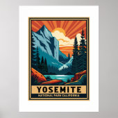 Nationaal park Retro Yosemite Poster (Voorkant)