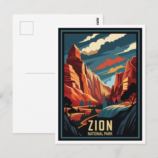 Nationaal park Retro Zion Briefkaart (Voorkant / Achterkant)
