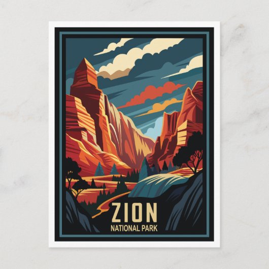 Nationaal park Retro Zion Briefkaart (Voorkant)