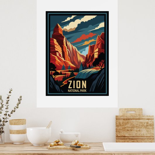 Nationaal park Retro Zion Poster (Keuken)