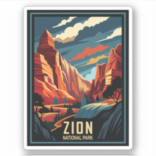 Nationaal park Retro Zion Sticker